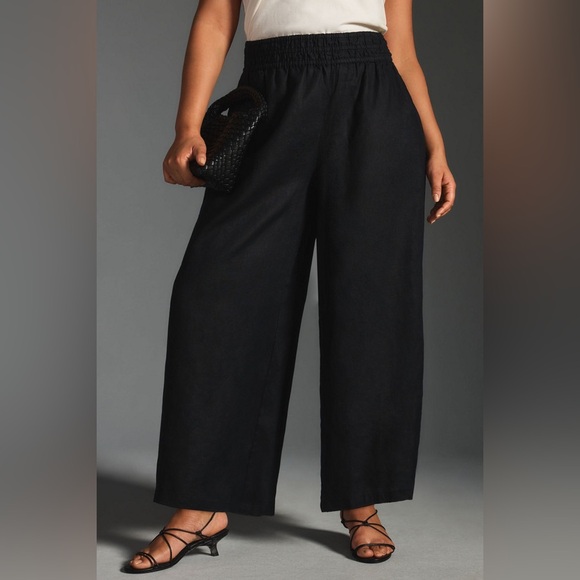 Anthropologie Somerset Pull-On Pants: Linen Edition – Black – 1X – Wide Leg - Picture 4 of 14